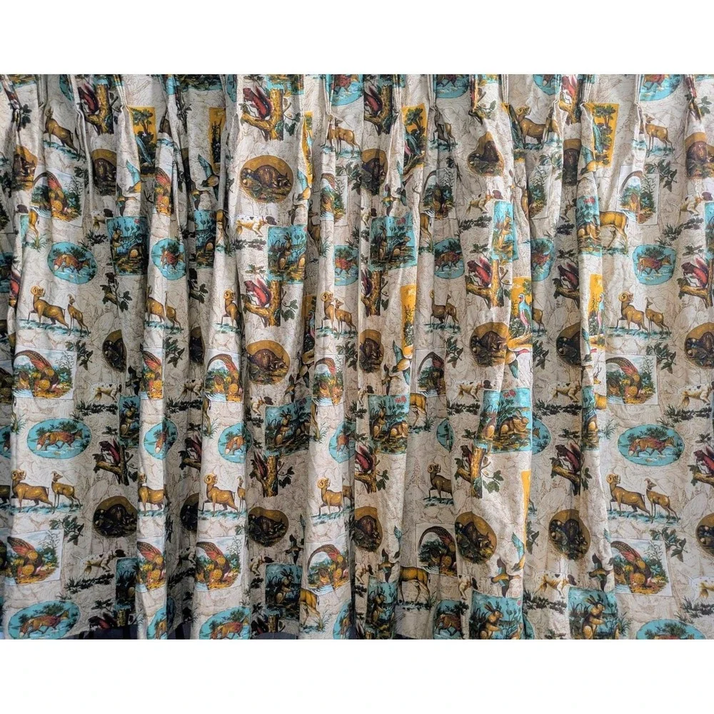 True Vintage MCM Curtains Animal print‎ Hunting Lodge Cabin theme pinch pleat